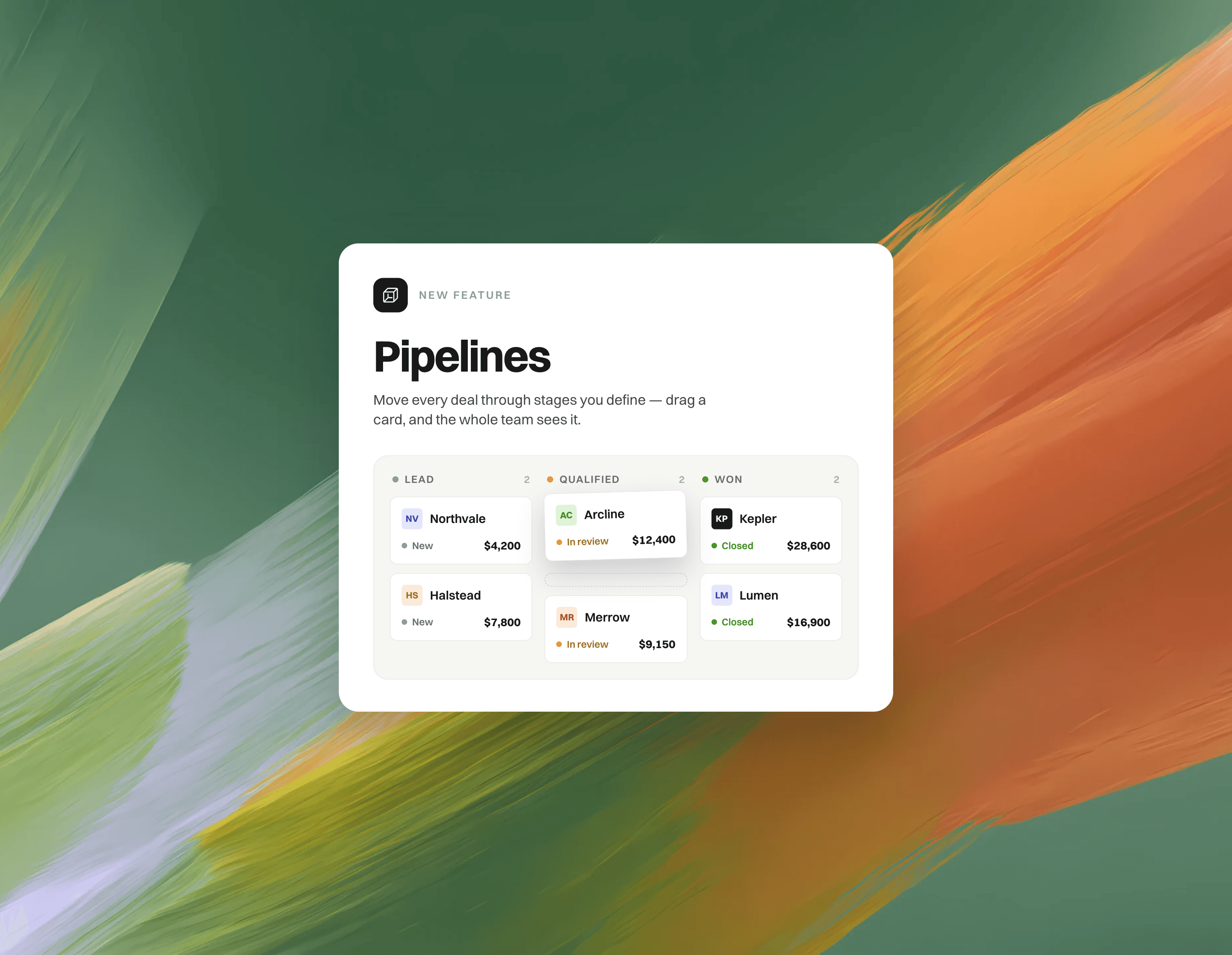 Pipelines: lightweight CRM boards in Gleap