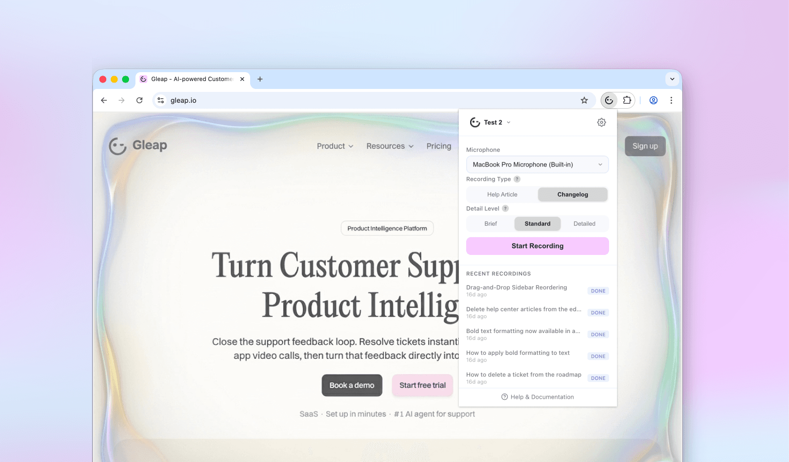 Chrome Recorder for Help Articles and Changelogs